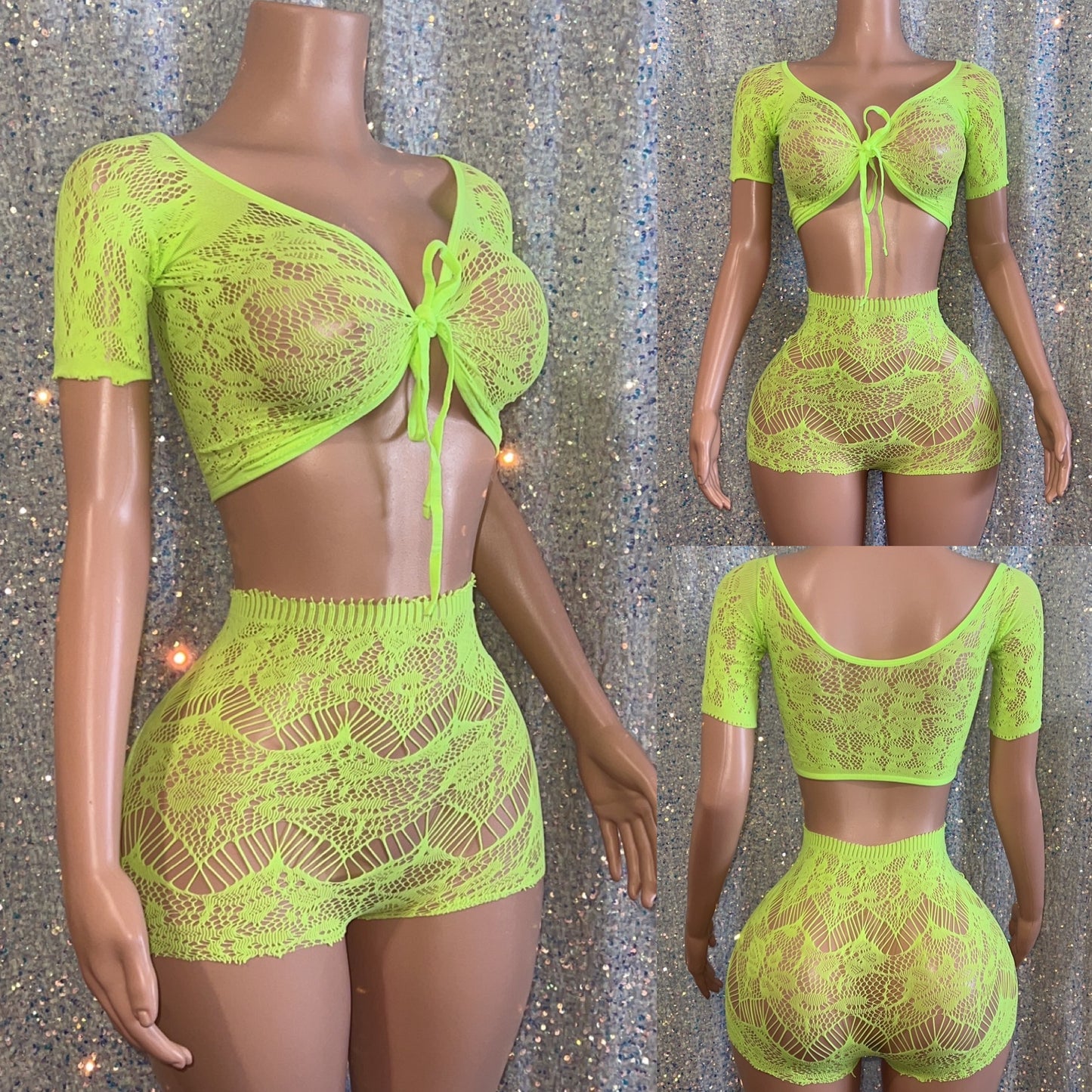 Lime green short set