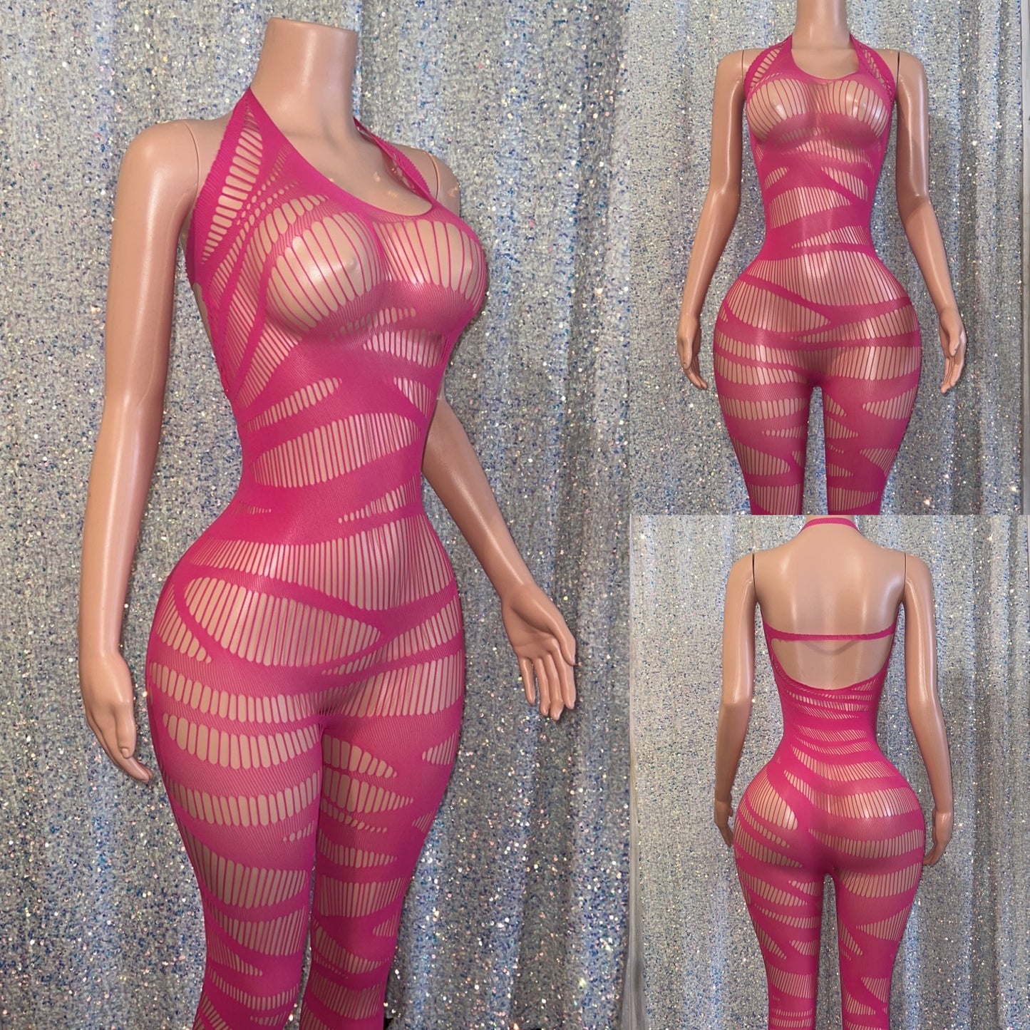 Rose pink web romper